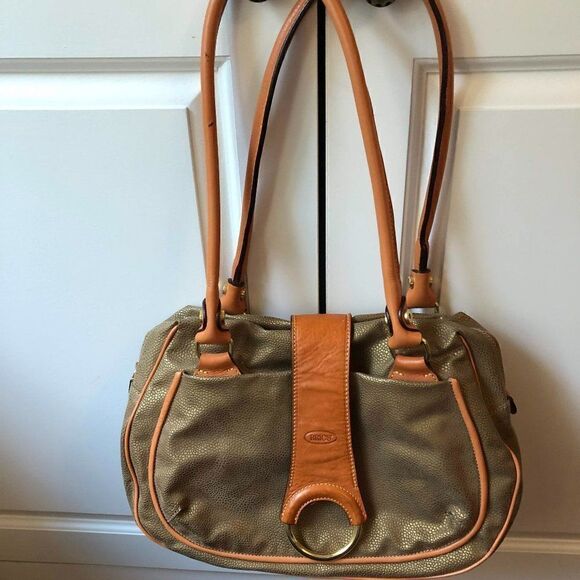 Brics Olive Green Micro Suede Shoulder Bag - Picture 2 of 12